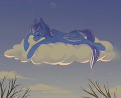 Size: 2048x1664 | Tagged: safe, artist:hichieca, oc, oc only, pegasus, pony, cloud, on a cloud, pegasus oc, sleeping, sleeping on a cloud, solo