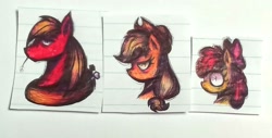 Size: 2048x1039 | Tagged: safe, artist:stickman_niko, apple bloom, applejack, big macintosh, pony, apple siblings, apple sisters, brother and sister, bust, female, filly, foal, lined paper, male, mare, pen drawing, portrait, siblings, simple background, sisters, stallion, traditional art, white background