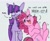 Size: 2048x1689 | Tagged: safe, artist:sunlighten_, pinkie pie, twilight sparkle, earth pony, pony, unicorn, g4, dialogue, duo, duo female, emanata, eyebrows, eyebrows visible through hair, female, horn, lesbian, mare, open mouth, pun, ship:twinkie, shipping, swirly eyes, unicorn twilight, wingding eyes, wordplay