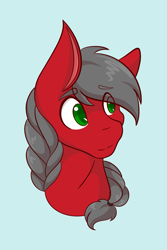 Size: 1365x2048 | Tagged: safe, artist:mscolorsplash, oc, oc only, pony, bust, disembodied head, eye clipping through hair, eyebrows, eyebrows visible through hair, light blue background, looking offscreen, male, simple background, solo, stallion