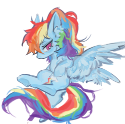 Size: 2221x2196 | Tagged: safe, artist:琼觞觞, rainbow dash, pegasus, pony, female, mare, simple background, solo, white background
