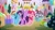 Size: 2048x1152 | Tagged: safe, pinkie pie, rainbow dash, twilight sparkle, alicorn, earth pony, pegasus, pony, g4, official, balloon, canterlot, female, mare, my little pony logo, present, spread wings, twilight sparkle (alicorn), wings, youtube banner