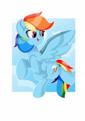 Size: 1443x2048 | Tagged: safe, artist:skylinepony_, rainbow dash, flying, simple background, solo, white background