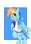 Size: 2896x4096 | Tagged: safe, artist:skylinepony_, rainbow dash, pegasus, pony, g4, book, clothes, egghead dash, female, glasses, mare, one eye closed, open mouth, open smile, passepartout, pencil behind ear, sailor uniform, smiling, solo, uniform, wink