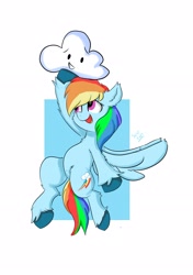 Size: 2039x2893 | Tagged: safe, artist:skylinepony_, rainbow dash, pegasus, pony, g4, cloud, cute, dashabetes, female, mare, open mouth, open smile, simple background, smiling, solo, spread wings, white background, wings