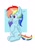 Size: 2893x4092 | Tagged: safe, artist:skylinepony_, rainbow dash, pegasus, pony, g4, book, egghead dash, female, glasses, mare, mouth hold, passepartout, pencil, pencil in mouth, sitting, solo