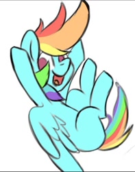 Size: 710x902 | Tagged: safe, artist:skylinepony_, rainbow dash, pegasus, pony, g4, female, mare, open mouth, open smile, smiling, solo