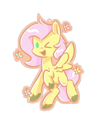 Size: 542x632 | Tagged: safe, artist:skylinepony_, fluttershy, butterfly, pegasus, pony, g4, female, mare, one eye closed, open mouth, open smile, simple background, smiling, solo, transparent background, wink