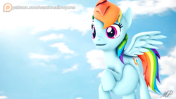 Size: 853x480 | Tagged: safe, artist:marshmallow-pone, rainbow dash, pegasus, pony, g4, 3d, belly, flying, pregnant, source filmmaker