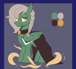 Size: 3004x2760 | Tagged: safe, anonymous artist, oc, oc only, oc:wind chill, pegasus, pony, 2022, book, braid, cloak, clothes, ear piercing, earring, jewelry, male, pegasus oc, piercing, solo, stallion