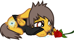 Size: 990x533 | Tagged: safe, artist:lightningbolt, derpibooru exclusive, pegasus, pony, g4, .svg available, alex gaskarth, all time low, butt fluff, clothes, colt, crying, cutiespark, ear fluff, ears back, flower, foal, folded wings, hair over one eye, hoof fluff, lidded eyes, long sleeves, looking down, lying down, male, ponified, prone, rose, sad, shirt, show accurate, simple background, solo, svg, tail, tail feathers, transparent background, undershirt, vector, wings