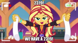 Size: 888x499 | Tagged: safe, edit, sunset shimmer, equestria girls, g4, how to backstage, my little pony equestria girls: better together, 2319, caption, image macro, monsters inc., text
