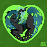 Size: 2894x2894 | Tagged: safe, artist:jellysketch, queen chrysalis, changeling, changeling queen, g4, eyes closed, female, heart, solo