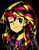 Size: 1193x1533 | Tagged: safe, artist:ninkitka, sunset shimmer, human, equestria girls, g4, black background, clothes, female, one eye closed, shirt, simple background, solo, wink