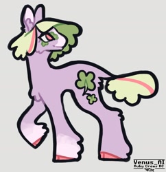 Size: 1600x1652 | Tagged: safe, artist:venus_ai_, clover (g1), earth pony, pony, g1, alternate color palette, alternate design, alternate hairstyle, alternate tail color, alternate tailstyle, female, hat, mare, purple coat, red eyes, signature, tail, two toned mane, two toned tail, yellow mane