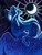 Size: 1417x1889 | Tagged: safe, artist:owl_clare, princess luna, alicorn, pony, g4, crescent moon, female, looking at you, looking back, looking back at you, mare, moon, solo, spread wings, wings