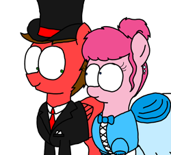 Size: 3351x3023 | Tagged: safe, artist:professorventurer, oc, oc only, oc:cassie venturer, oc:professor venturer, clothes, dress, duo, gala, gala dress, gown, hat, mlptwtgala, simple background, top hat, white background
