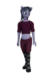 Size: 3018x4332 | Tagged: safe, artist:cicada bluemoon, oc, oc:cicada bluemoon, anthro, 3d, choker, clothes, crossdressing, femboy, male, render, shorts, simple background, socks, solo, stockings, striped socks, thigh highs, transparent background