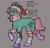 Size: 1560x1492 | Tagged: safe, artist:venus_ai_, minty, earth pony, pony, g3, apocalypse, armor, armored pony, bandage, bandaid, bandaid on nose, blood, christmas, clothes, cyan coat, glitter, hat, holiday, implied pinkie pie (g3), infection, infection au, mlp infection, pink eyes, pink mane, pink tail, reference sheet, santa hat, smiling, socks, tail, two toned mane, two toned tail, virus
