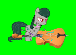 Size: 289x209 | Tagged: safe, artist:alethila, octavia melody, fighting is magic, fighting is magic aurora, animated, bow (instrument), cello, cello bow, green background, musical instrument, palette swap, recolor, simple background