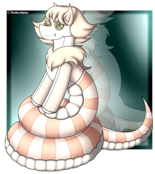 Size: 1933x2176 | Tagged: safe, artist:thebenalpha, oc, oc:peach "cassiopeia" blossom, lamia, original species, plush pony, button, button eyes, coils, doll, plushie, reflection, solo, toy