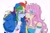 Size: 2300x1500 | Tagged: safe, artist:pelma, fluttershy, rainbow dash, human, equestria girls, g4, my little pony equestria girls: better together, blushing, cheek kiss, clothes, dress, duo, duo female, female, fluttershy boho dress, jacket, kissing, lesbian, ship:flutterdash, shipping, simple background, surprise kiss, white background