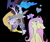 Size: 2400x2000 | Tagged: safe, artist:pelma, discord, fluttershy, breezie, draconequus, pegasus, pony, black background, breeziefied, duo, duo male and female, female, floating heart, flutterbreez, heart, jar, male, mare, ship:discoshy, shipping, simple background, snaggletooth, species swap, straight