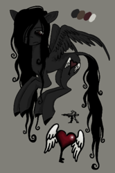 Size: 506x763 | Tagged: safe, artist:hellworldnohope, oc, oc only, pegasus, pony, gray background, hair over one eye, reference sheet, simple background, solo