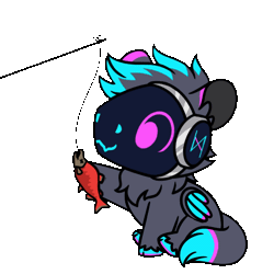 Size: 600x600 | Tagged: safe, artist:sugar morning, part of a set, oc, oc only, oc:neon (protogen), cyborg, pegasus, protogen, animated, behaving like a cat, gif, pegasus oc, simple background, solo, transparent background
