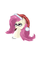 Size: 503x781 | Tagged: safe, artist:elliemore-casp, fluttershy, pegasus, pony, g4, blunt, bust, christmas, drug use, drugs, ear fluff, female, glasses, hat, holiday, mare, santa hat, simple background, smoking, solo, white background