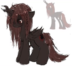 Size: 1571x1439 | Tagged: safe, artist:x3tamago, oc, oc only, pony, unicorn, brown mane, brown tail, horn, side view, solo, tail