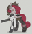 Size: 2337x2500 | Tagged: safe, artist:bellumangeli, oc, oc only, oc:red ashes, pegasus, pony, clothes, female, gray background, gun, hat, looking back, pegasus oc, scarf, shotgun, simple background, solo, weapon, wings, yellow eyes
