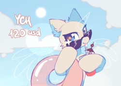 Size: 2048x1453 | Tagged: safe, artist:mirtash, pony, cheek fluff, cloud, commission, drink, drinking, ear fluff, eyelashes, glass, inner tube, lidded eyes, outdoors, pool toy, sky, sky background, sparkles, sparkly eyes, standing, straw, summer, sunglasses, text, wingding eyes, your character here