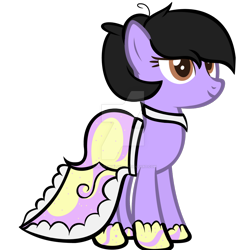 Size: 1024x1044 | Tagged: safe, artist:silverswirls15, oc, oc:quilly inks, pony, clothes, deviantart watermark, dress, female, gala dress, mare, obtrusive watermark, simple background, solo, transparent background, watermark