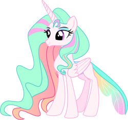 Size: 8490x7967 | Tagged: safe, artist:shootingstarsentry, oc, oc only, oc:thora, changepony, hybrid, absurd resolution, concave belly, interspecies offspring, offspring, parent:princess celestia, parent:thorax, parents:thoralestia, simple background, slender, solo, thin, transparent background