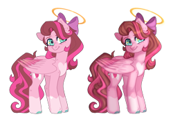 Size: 1877x1290 | Tagged: safe, artist:spectrumnightyt, oc, oc:angel heart, pegasus, pony, bow, female, hair bow, halo, mare, simple background, solo, transparent background