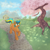 Size: 3000x3000 | Tagged: safe, artist:iridescentclaws, oc, oc only, oc:novel tale, earth pony, pony, cherry blossoms, day, digital art, flower, flower blossom, grass, grass field, grin, happy, male, minecraft, mountain, mountain range, orange coat, smiling, solo, stallion, tree, trotting, walking