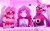 Size: 3104x1934 | Tagged: safe, artist:the-butch-x, pinkie pie, demon, human, equestria girls, g4, blue screen of death, clothes, derp, evening gloves, faic, female, gloves, helluva boss, long gloves, miss heed, pink, sunglasses, sunglasses on head, tank top, trio, trio female, verosika mayday, villainous