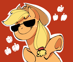 Size: 500x422 | Tagged: safe, artist:buzzingroyalty, applejack, earth pony, pony, female, hat, mare, simple background, solo, sunglasses