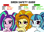 Size: 6264x4458 | Tagged: safe, artist:tjpones, adagio dazzle, aria blaze, sonata dusk, hybrid, pony, siren, absurd resolution, cute, equestria girls ponified, female, grin, implied biting, lidded eyes, looking at you, mare, ponified, sharp teeth, simple background, smiling, smiling at you, teeth, text, the dazzlings, trio, trio female, white background