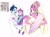 Size: 1410x1057 | Tagged: safe, artist:cloiiiiii, princess cadance, princess flurry heart, shining armor, human, bow, breasts, cleavage, facial hair, fake horn, fake wings, family, female, holding, humanized, male, meme, messy, messy hair, moustache, paint, paper crown, pony coloring, sash, ship:shiningcadance, shipping, simple background, sparkles, straight, the bride and the ugly ass groom, trio, veil, white background