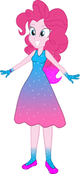 Size: 754x1619 | Tagged: safe, artist:invisibleink, artist:tylerajohnson352, pinkie pie, equestria girls, g4, beautiful, bracelet, clothes, colorful, dress, female, flats, glitter, jewelry, shoes, simple background, solo, sparkles, sparkly dress, sparkly hair, transparent background