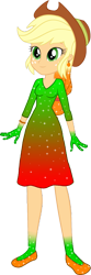 Size: 531x1606 | Tagged: safe, artist:invisibleink, artist:tylerajohnson352, applejack, equestria girls, g4, beautiful, bracelet, clothes, colorful, cowboy hat, dress, ear piercing, earring, female, flats, glitter, gradient clothes, gradient dress, gradient hair, green dress, hat, jewelry, piercing, shoes, simple background, solo, sparkles, sparkly dress, sparkly hair, transparent background
