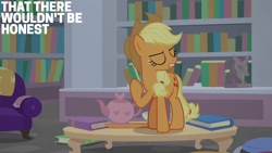 Size: 2000x1125 | Tagged: safe, edit, edited screencap, editor:quoterific, screencap, applejack, ocellus, g4, what lies beneath, disguise, disguised changeling