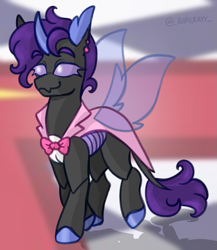 Size: 1015x1170 | Tagged: safe, artist:_rarerayy_, oc, oc only, changeling, g4, changeling oc, clothes, digital art, grand galloping gala, ponysona, solo, suit
