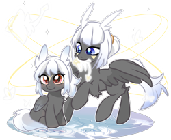 Size: 2229x1824 | Tagged: safe, artist:weixin635, pegasus, pony, duo, female, mare, simple background, transparent background
