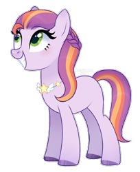 Size: 1132x1390 | Tagged: safe, artist:astigrads, sunny starscout's mother, earth pony, pony, g4, g5, my little pony: tell your tale, written in the starscouts, spoiler:g5, spoiler:my little pony: tell your tale, spoiler:tyts02e11, female, g5 to g4, generation leap, grin, hooves, jewelry, looking up, mare, necklace, simple background, smiling, solo, tail, transparent background
