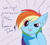 Size: 3228x2896 | Tagged: safe, artist:tkshoelace, rainbow dash, pegasus, pony, g4, dialogue, eye clipping through hair, pointing at self, raised hoof, signature, solo, text