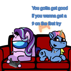 Size: 1280x1280 | Tagged: safe, artist:josephthedumbimpostor, starlight glimmer, pony, among us, ponified, rule 85, super mario bros., super smash bros.