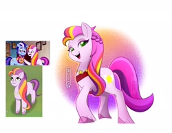 Size: 2048x1583 | Tagged: safe, artist:alinabr00k, argyle starshine, sunny starscout, sunny starscout's mother, earth pony, pony, g5, my little pony: tell your tale, written in the starscouts, spoiler:g5, spoiler:my little pony: tell your tale, spoiler:tyts02e11, bag, father and child, father and daughter, female, female focus, filly, filly sunny starscout, jewelry, looking at you, male, mane stripe sunny, mare, mother and child, mother and daughter, necklace, open mouth, open smile, raised hoof, screencap reference, smiling, solo focus, stallion, tail, unshorn fetlocks, younger